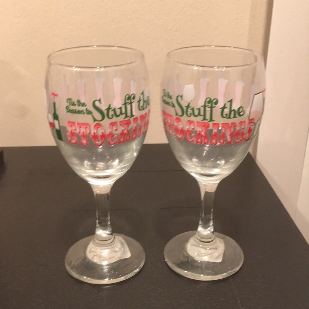 Cristar Chistmas set of 2 wine glasses